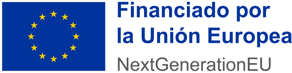 Logotipo de la Unión Europea con la mención “Financiado por la Unión Europea – Next Generation EU”.